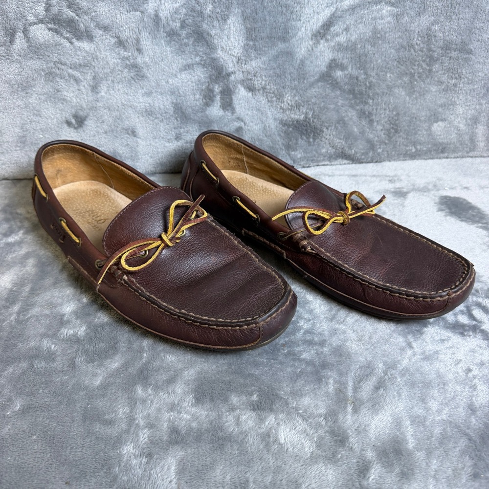Polo Ralph Lauren Wyndings Men 12D Brown Leather Driving Loafers Moc Toe Shoes